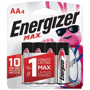 Energizer Max Alkaline AA, card of 4