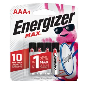 Energizer Max Alcaline AAA, carte de 4