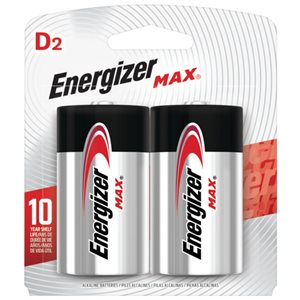 Energizer Max Alcaline D, carte de 2