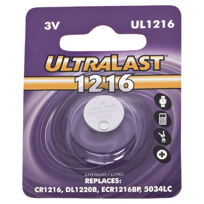 Ultralast Pile Bouton Lithium CR1216